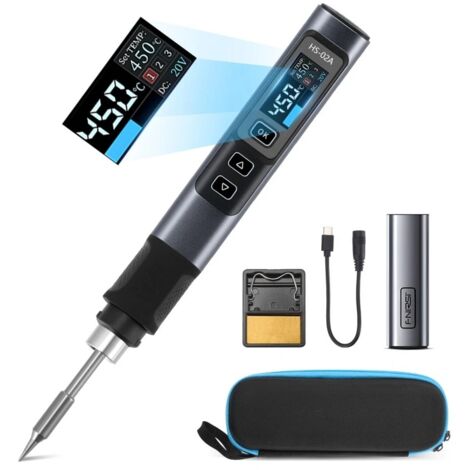 Kit de fer à souder portable 100 W,-mini fer à souder numérique intelligent- outil de stylo à souder DC/PD avec 6 pointes à souder-chauffage rapide 100-450 °C (1/5)