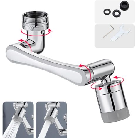 Robinet d'Extension Multifonctionnel Rotatif à 1080 Degrés, Robinet Magique Pivotant 1080, Mousseur Robinet avec Deux Méthodes de Sortie d'eau pour Cuisine Salle de Bain - Argent (1/5)