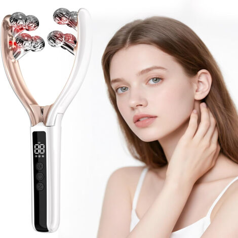 Appareil Anti Rides Visage Massage,EMS Anti-Âge 3D Rouleau de Masseur Facial,Appareil de Beauté Microcourants à 2 modes LED,Pour Visage Cou Double Menton Lifting,Pétrissage,soins de la peau (1/5)
