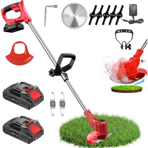 Coupe-bordure à batterie avec 2 batteries 2.0Ah – Chargeur rapide inclus – Moteur 650W