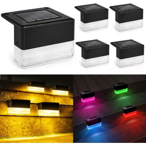 Lumière Solaire LED Extérieur avec 3 LED, Lampe Solaire Jardin IP66, 2 Modes (Blanc Chaud/Changement de Couleur) pour Balcon, Terrasse, Escaliers, Clôtures (1/5)