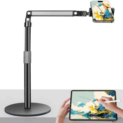 Support de Téléphone Portable pour Vidéo Support de Bureau pour Téléphone de Bureau 360 ° Réglable, Base Solide Compatible avec iPhone/Samsung/Huawei/Xiaomi/Redmi Smartphone (1/5)