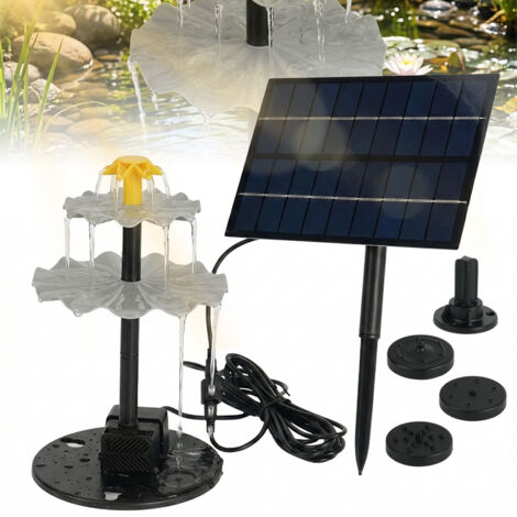 Fontaine solaire pour extérieur, avec 6 buses, 4 W, pour balcon, jardin, bassin, bain d'oiseaux (1/5)