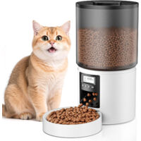 Distributeur Croquettes Chat Automatique 4L Distributeur Croquettes Cha, Fonction Vocale 10s, 6 Repas par Jour, Minuterie Programmable Distributeur De Croquettes pour Chats et Petits Chiens