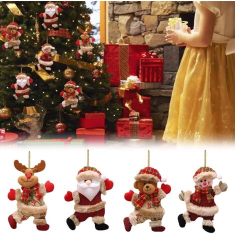 Andere Weihnachtsdekorationen, 4 Stück Weihnachtsbaum-Hängeornamente, Weihnachtsmann-Puppen, Schneemänner, Bären, Christbaumschmuck (1/5)