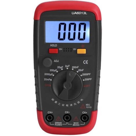 Professionelles Kapazitätsmessgerät, 0,1 pF bis 20000 uF, digitaler Kondensatortester mit LCD-Hintergrundbeleuchtung, Kapazitätsmessgerät und Schutzhülle, max. 1999 (1/5)