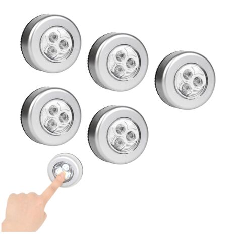 5 Stück Selbstklebende Spots, Selbstklebende LED Spots, LED Klebelampen, Kabellose LED Spots, LED Nachtlichter, Batteriebetriebene Selbstklebende Lampen, für Schrank, Flur (Ohne Batterie) [Energieklas