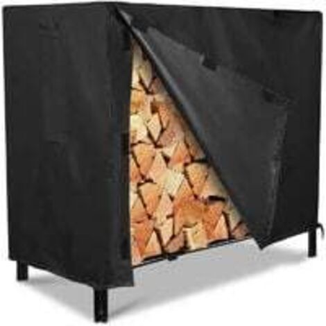 Brennholzschuppen und Holzständer für den Außenbereich, wasserdichte Abdeckung für Brennholz im Außenbereich – 244 x 61 x 107 cm – Schwarz (1/3)