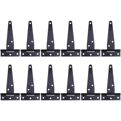 Scharniere, 12 Stück, robuste schwarze T-Scharniere, Scharniere für Holztüren oder Metalltüren, rostfreie Scharniere aus Eisen für Scheunentore (4 Zoll) (1/5)