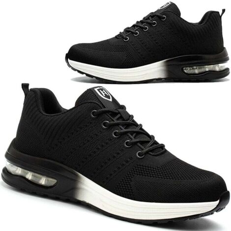 Nasogetch Arbeitsschuhe Herren Damen Sicherheitsschuhe Leicht Schutzschuhe Stahlkappenschuhe Atmungsaktiv Sportlich Mit Stahlkappe 708 Schwarz 39 245 2