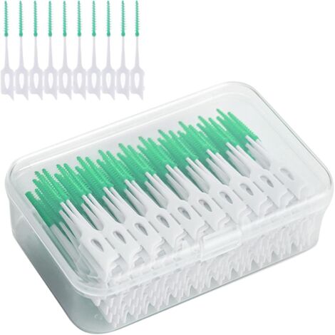 Badezimmerzubehör-Set, 200 Interdentalpicks, Zahnseidepicks, weiche Silikon-Interdentalzahnbürsten (grün) (1/5)
