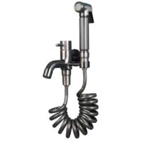 Badewannenarmatur mit Handbrause, Halter und Brauseschlauch, Badezimmer Rotgussgrau – Wandmontierte Messing-Mischbatterie