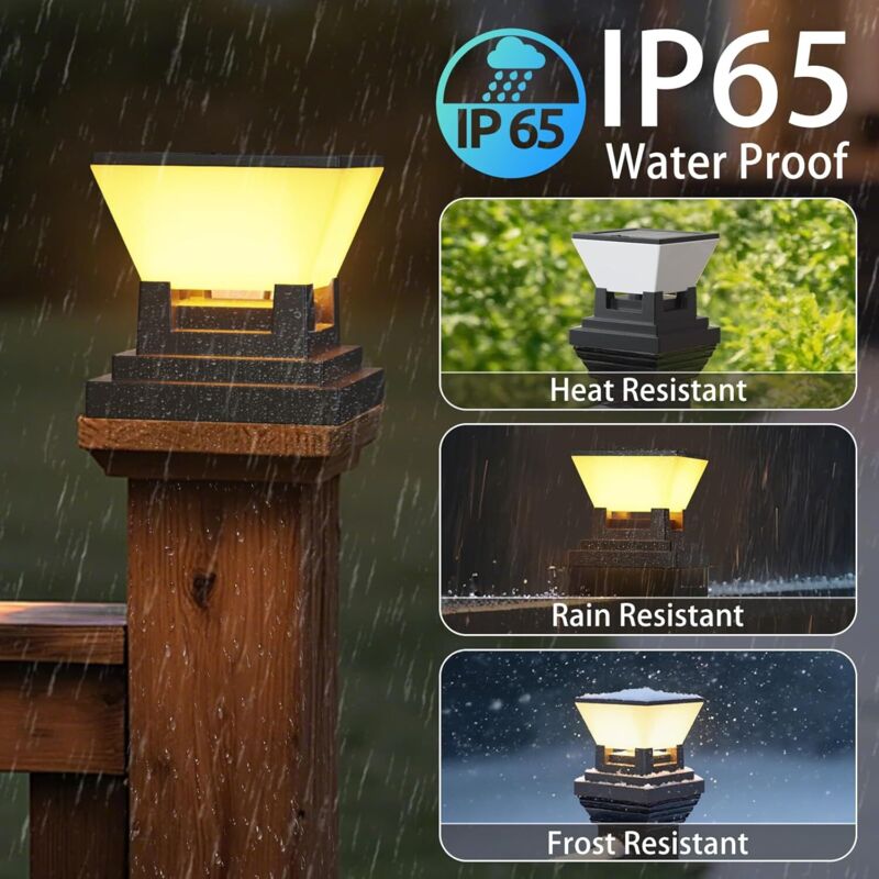 Luci Solari Da Giardino, 2 Pezzi Tappo Luce Solare Per Pali 7X7 8X8 9X9 - Foto 10