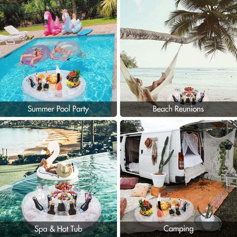 JKIOHO Supporto gonfiabile per bevande galleggiante con 8 fori, supporto per bevande galleggianti per piscina,Accessori per feste galleggianti per insalata di frutta che serve bar piscina galleggiante