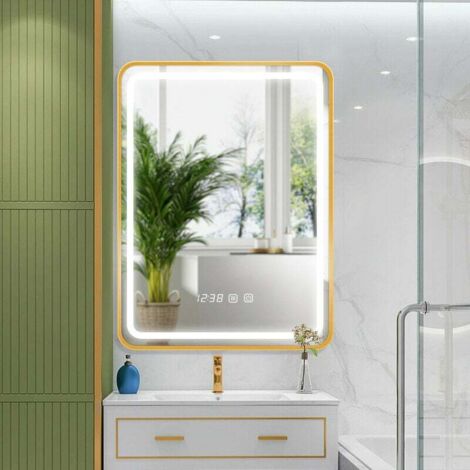 Specchio Da Bagno LED WLRAPSKY Con Luci – Anti-appannamento, Dimmerabile, 3 Temperature (3000K/4500K/6000K)