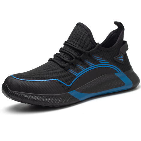 Scarpe antinfortunistiche per uomo e donna, antiurto, antiperforazione, traspiranti e leggere, scarpe da lavoro con puntale in acciaio, blu, taglia 42 (1/5)
