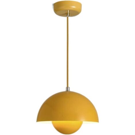 Lampada a sospensione a LED, luce a filo a forma di palla, lampada a sospensione in metallo in stile modernista per soggiorno, camera da letto, sala da pranzo, isola della cucina, 10"/25 cm, giallo ma (1/5)