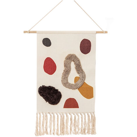 Tenda per porta in stile bohémien, tessuta a mano, da appendere alla parete con asta in legno per appartamento, camera da letto, soggiorno, dormitorio, cameretta per bambini
