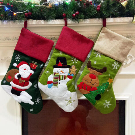 Set di 3 calze di Natale, calze di Natale per il camino, decorazioni natalizie, calzini artistici di lana - Italia