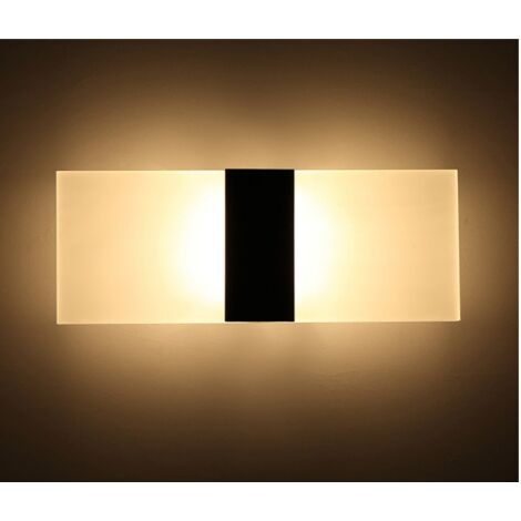Lampada da parete per interni da 12 W, luce bianca nera spazzolata, lampada da parete per interni, AC 85-265 (V), moderna luce da corridoio in acrilico per corridoio, camera da letto, scale, luci deco (1/5)