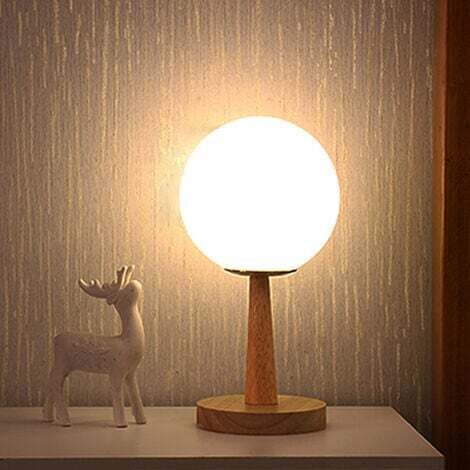 Lampada da tavolo con base in bambù, dimmerabile, estensibile, LED, luce notturna, bianco caldo/bianco, altezza 28 cm (1/5)