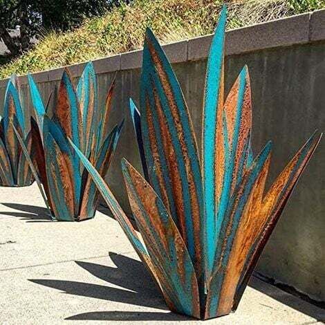 Agave Plant Garden Decor Decorazione da giardino in metallo Scultura rustica in metallo Statua rustica da giardino 55 cm 9 foglie