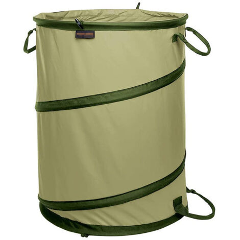Bidone pieghevole per rifiuti da giardino, contenitore per foglie cadute, bidone per rifiuti in tessuto Oxford per esterni, grande capacità, 37,8 l, 34x40 cm (1/2)