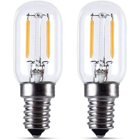 2 lampadine LED E14 - Lampadina LED per frigorifero 2W, T22, 200LM, equivalente a una lampada a incandescenza da 15W, bianco caldo 2700K, 230V, per frigorifero/lampada di sale/con piccolo LED E14, [cl (1/4)