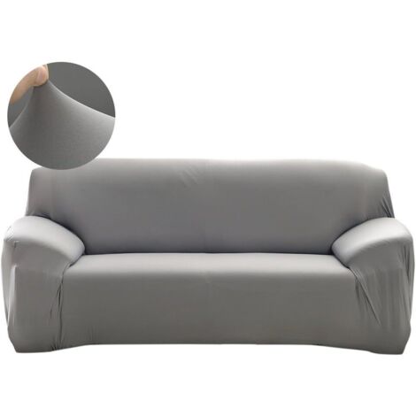 Copridivano 3 posti con braccioli elastici - Copridivano per soggiorno e camera da letto - GRIGIO - 235-300 cm