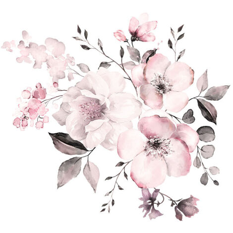 Adesivo da parete, adesivo da parete con stampa floreale, murale floreale, adesivo da parete con fiori romantici, decorazione da parete per la casa, 1 set (1/5)
