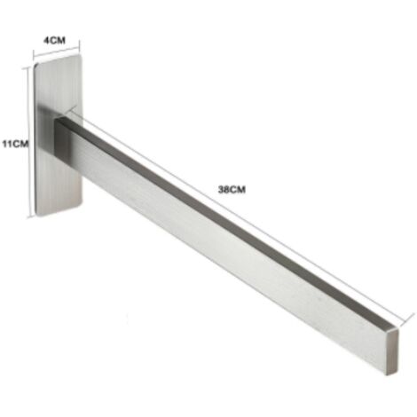 Portasciugamani senza foratura, portasciugamani da parete, tipo 304, in acciaio inox, portasciugamani da cucina, portasciugamani da bagno, autoadesivo, barra singola, argento, 39 cm (1/5)