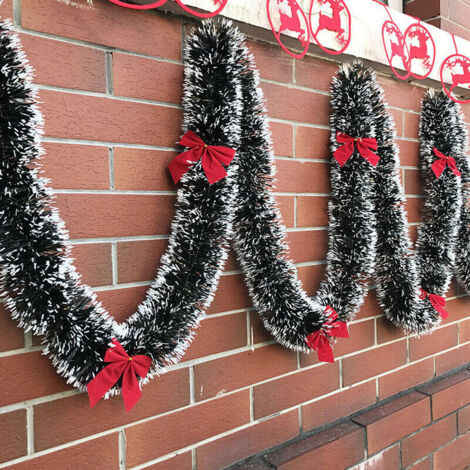 Ghirlanda natalizia da 2 m, decorazione da parete per porta di casa, decorazione per albero di Natale, strisce di orpello (5 pezzi, B) (1/5)