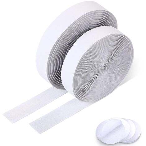Nastro adesivo, nastro adesivo antiscivolo, nastro velcro da 5 m, adesivo antigraffio, forza adesiva particolarmente forte per tutti i tipi di installazioni di cornici (bianco, 2 cm x 5 m) (1/5)