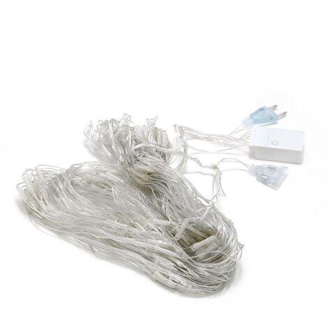 Luci a rete a LED con spina, luci a corda a 8 modalità, luci a tenda, decorazione per esterni e interni per Natale, Halloween, matrimonio (6 x 4 m, bianco caldo) [classe energetica E] (1/5)