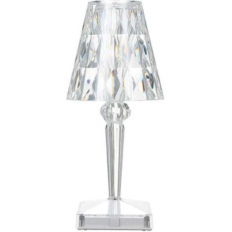 Lampada da tavolo in cristallo di diamante, lampada da comodino per camera da letto in cristallo ricaricabile tramite USB, temperatura/luminosità regolabili, tipo touch