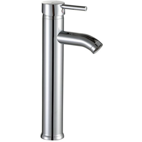 Rubinetto per lavabo alto da bagno, leva singola in acciaio inox per acqua calda e fredda con 2 tubi flessibili inclusi, miscelatore alto per lavabo, miscelatore alto per lavabo