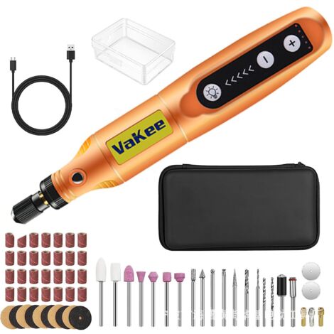 Utensile rotante multifunzione a batteria da 3,7 V, 5 velocità, 18000 giri/min max, mini trapano a batteria con luce LED, 61 accessori per intaglio, lucidatura, levigatura, foratura e fai da te