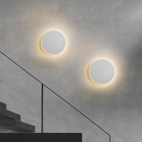 Lampada da parete a LED con sensore tattile, luce da parete rotonda, luce notturna nera/bianca, luce da comodino, illuminazione interna, apparecchio di illuminazione interna in acrilico (temperatura c (1/4)