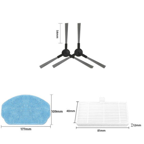 Adatto per accessori robot spazzatrici MAMNV ZCWA BR150/BR151, filtro in tessuto spazzola laterale (1/5)