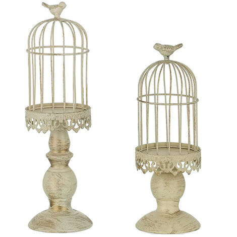 Portacandele vintage a forma di gabbia per uccelli, portacandele decorativi per tavoli da matrimonio, ornamenti portacandele in ferro battuto intagliato, taglia S+L