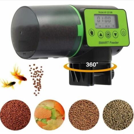 Alimentador automático inteligente para peces para acuarios con temporizador, gran capacidad de 200 ml, súper silencioso, para estanques y acuarios pequeños
