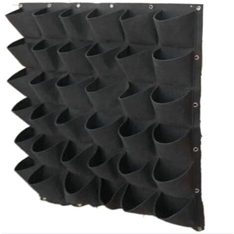 Macetero de pared con 36 bolsillos - Macetero vertical - Macetero colgante de diseño - Pared verde para exterior - Jardín de pared de fieltro suave, duradero y ecológico - Negro
