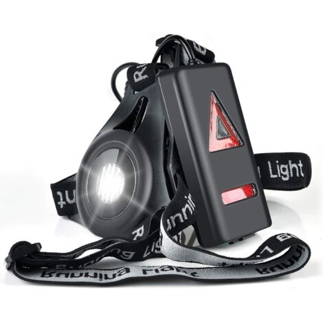 Luz para correr, luz para correr impermeable y recargable por USB, ángulo de iluminación ajustable, luz perfecta para trotar, pescar, acampar, para hombres, niños y mujeres (1/5)