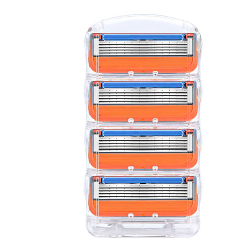 Cuchillas de afeitar manuales, hojas de afeitar de cinco capas, paquete de 4 cabezales de afeitar de color naranja (1/4)