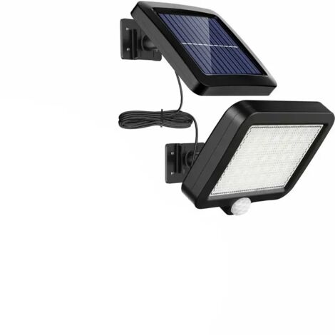 56 luces LED solares para exteriores con sensor de movimiento, IP65 resistente al agua, ángulo de iluminación de 120°, luz solar de pared para jardín con cable de 5 m