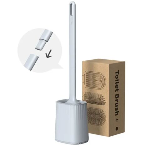 Juego de cepillo y soporte para inodoro, cepillo para inodoro de mango largo, cepillo para inodoro de pared, cepillo para inodoro flexible, (1/5)