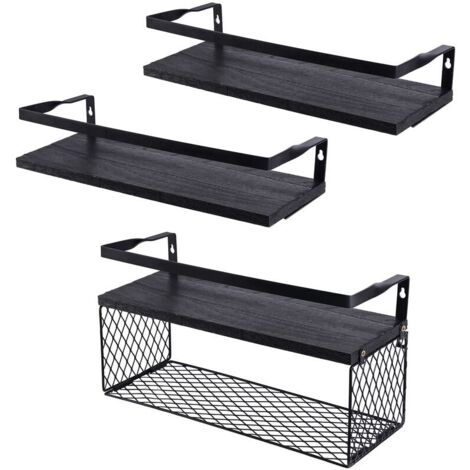 Estantes de ducha y almacenamiento, estantes flotantes con canasta de almacenamiento de alambre, estantes de baño sobre inodoro con barandilla de metal