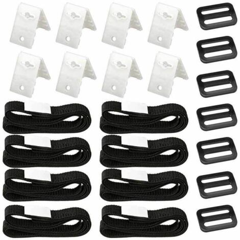 Juego de 8 Kit de Fijación para Cobertor Solar de Piscina, Correas Adhesivas de Nailon, Placas de Fijación, Hebillas para Fijar Cobertor Solar