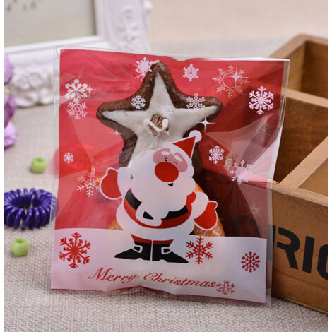 Otras decoraciones navideñas, 100 piezas 10x10 bolsas de embalaje autoadhesivas navideñas Bolsas navideñas Bolsas de dulces Bolsas de jabón hechas a mano Bolsas de embalaje 10x10cm Zapatos navideños A (1/4)
