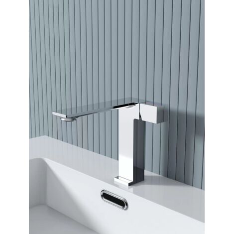Grifo de baño cromado, grifo mezclador de lavabo de dos vías para baño, grifo de lavabo de latón, grifo moderno (1/5)